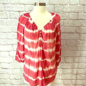 Chaps Pink/White Light Weight Top Size M